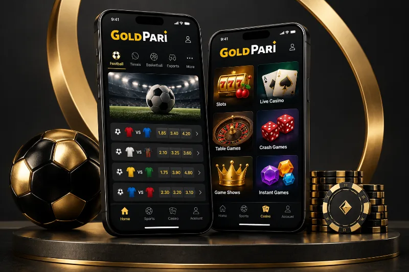 Gold Pari на экранах двух смартфонов