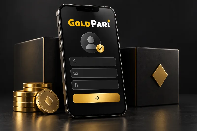 Форма регистрации Gold Pari и символ подтверждения